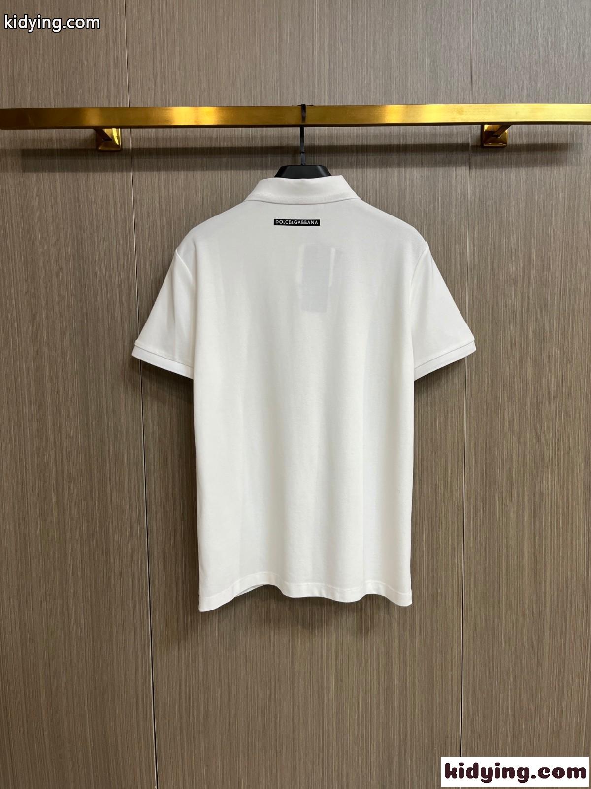ドルチェ&ガッバーナ 半袖Tシャツ コピー カジュアル 定番 コットンピケ ポロシャツ ホワイト-3