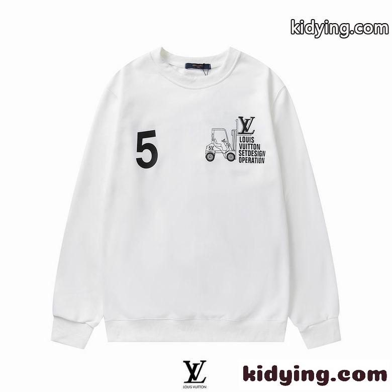 おしゃれ 合わせやすい 着回し クールネック プリント ルイ・ヴィトン Tシャツ コピー 長袖 カジュアル-1