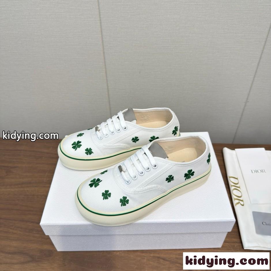 クリスチャン・ディオール Dior Saltwind スニーカー コピー 四葉のクローバー刺繍 ホワイト-1