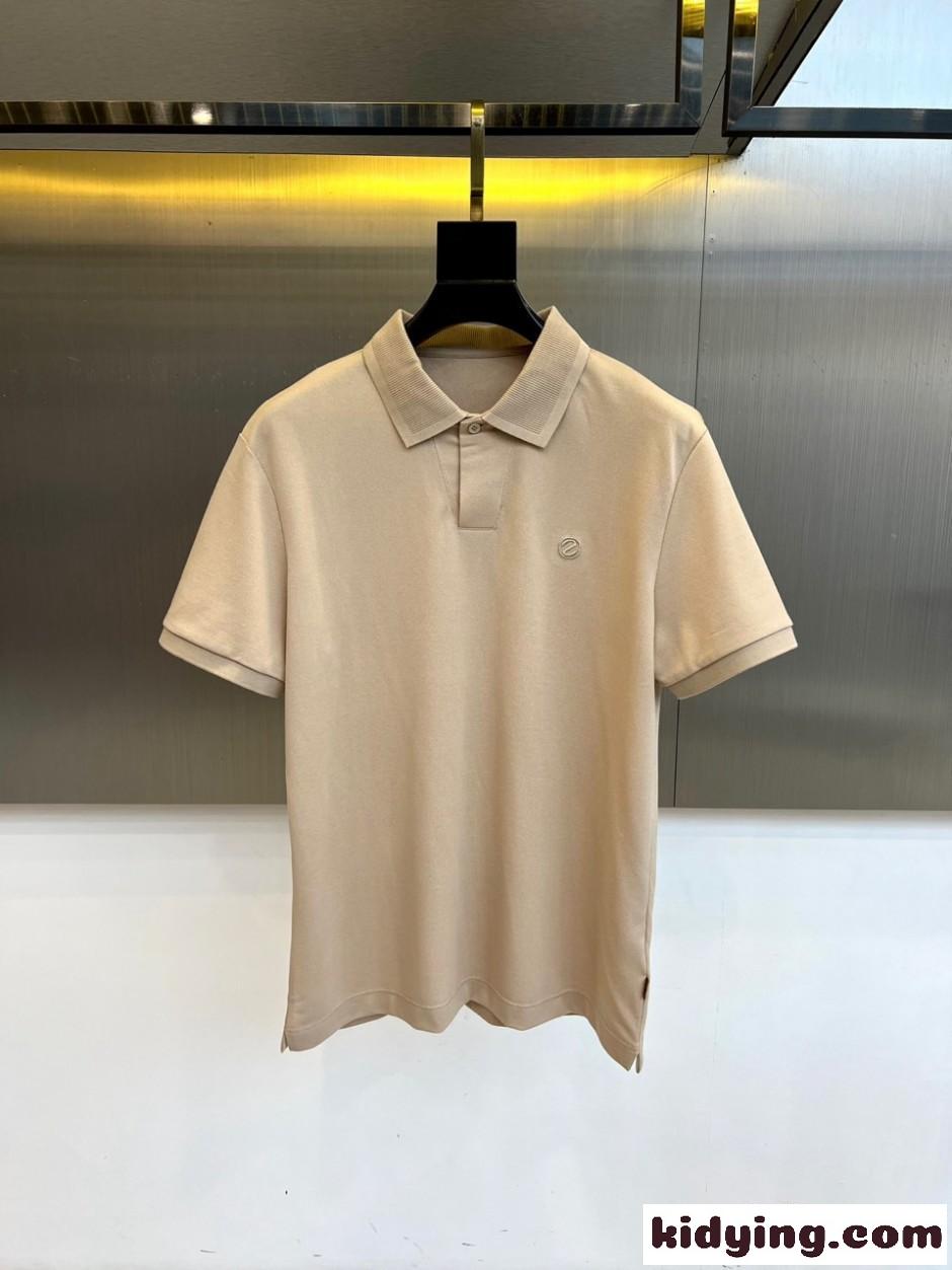 洗練された 上品 半袖 ポロシャツ エルメネジルド・ゼニア Tシャツ 偽物 ベージュ-0