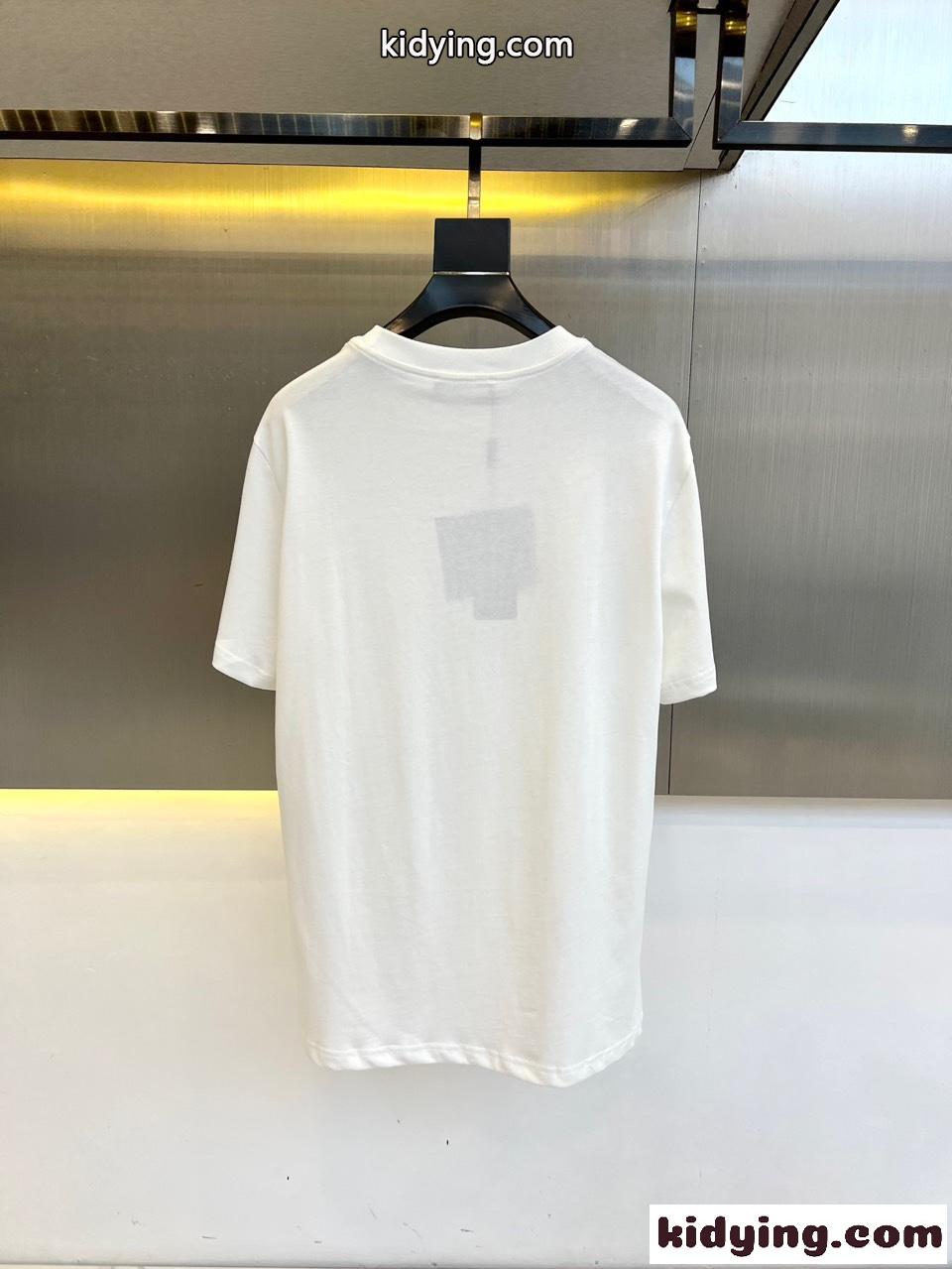 シンプル ロゴ刺繍 半袖Tシャツ ドルチェ&ガッバーナ Tシャツ 偽物 コットン ホワイト-3