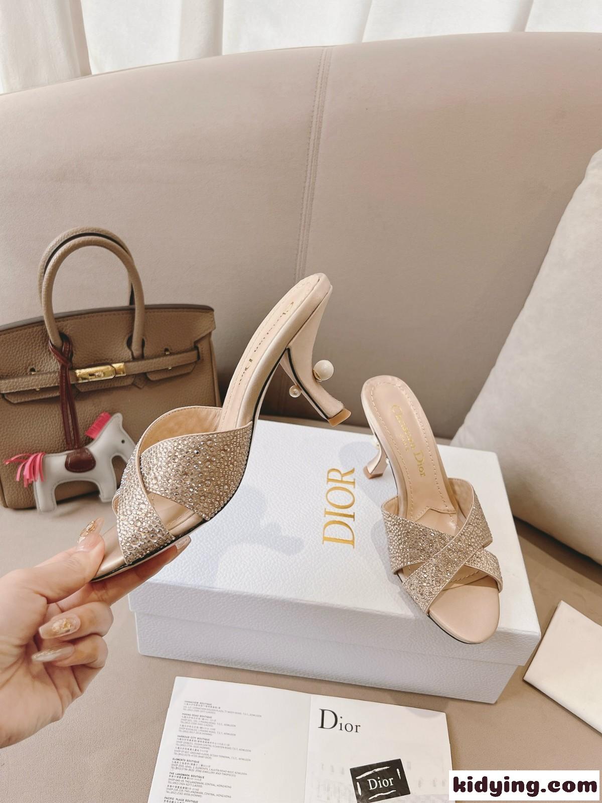 エレガント Dior Tribales ヒールスライド クリスチャン・ディオール サンダル コピー ベージュ-1
