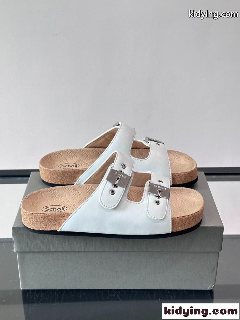 BALENCIAGA × Scholl スライドサンダル バレンシアガ サンダル コピー ホワイト-1
