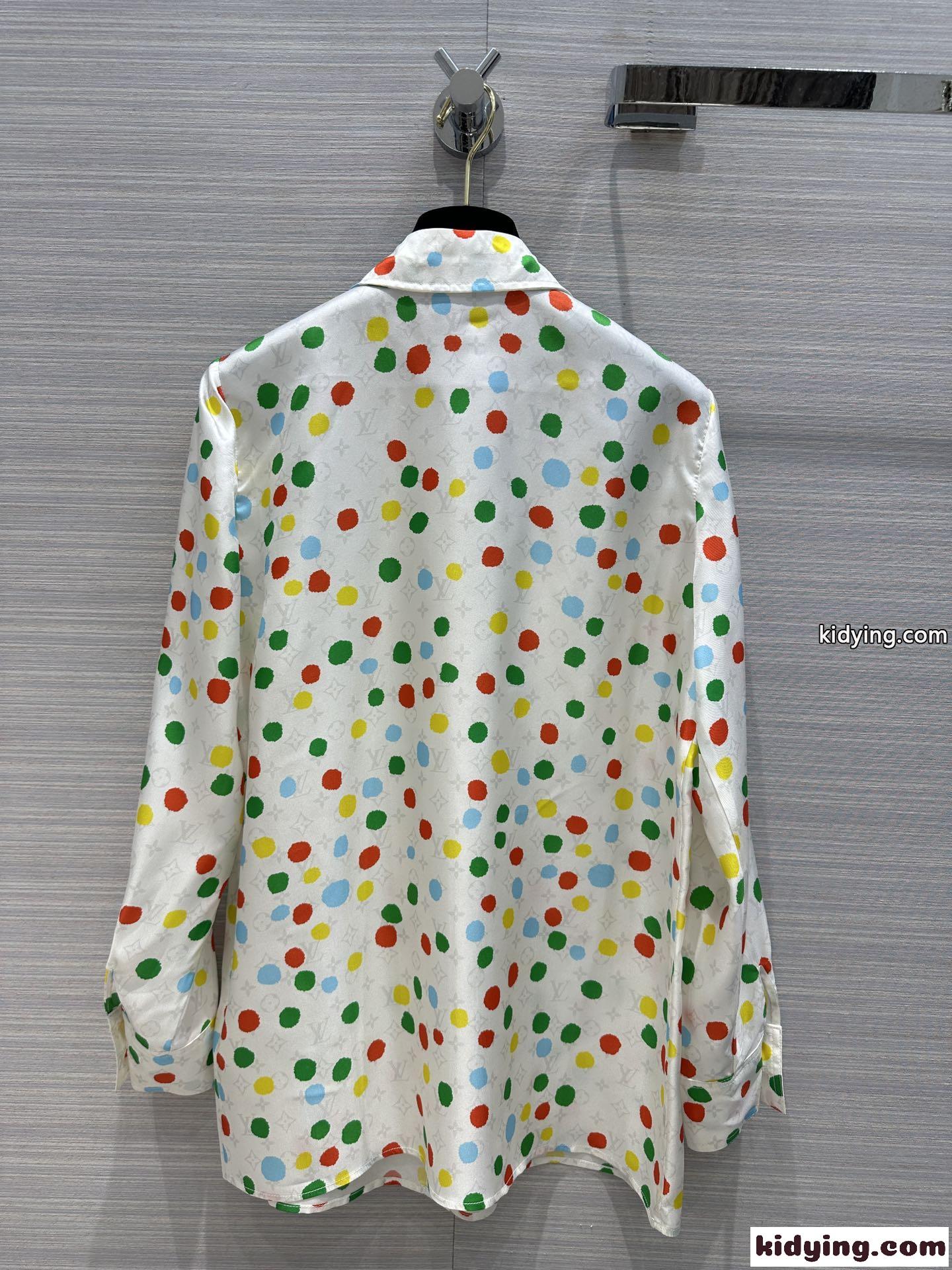 LV × YK ペインティッド ドット マスキュリンシャツ ルイヴィトン シャツ コピー 快適 カジュアル-3