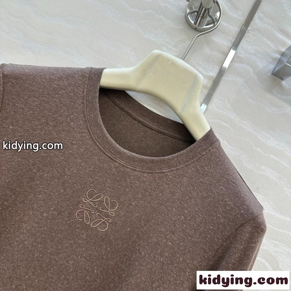 シンプル アナグラム刺繍 ロエベ Tシャツ 偽物 長袖Tシャツ トップス-1