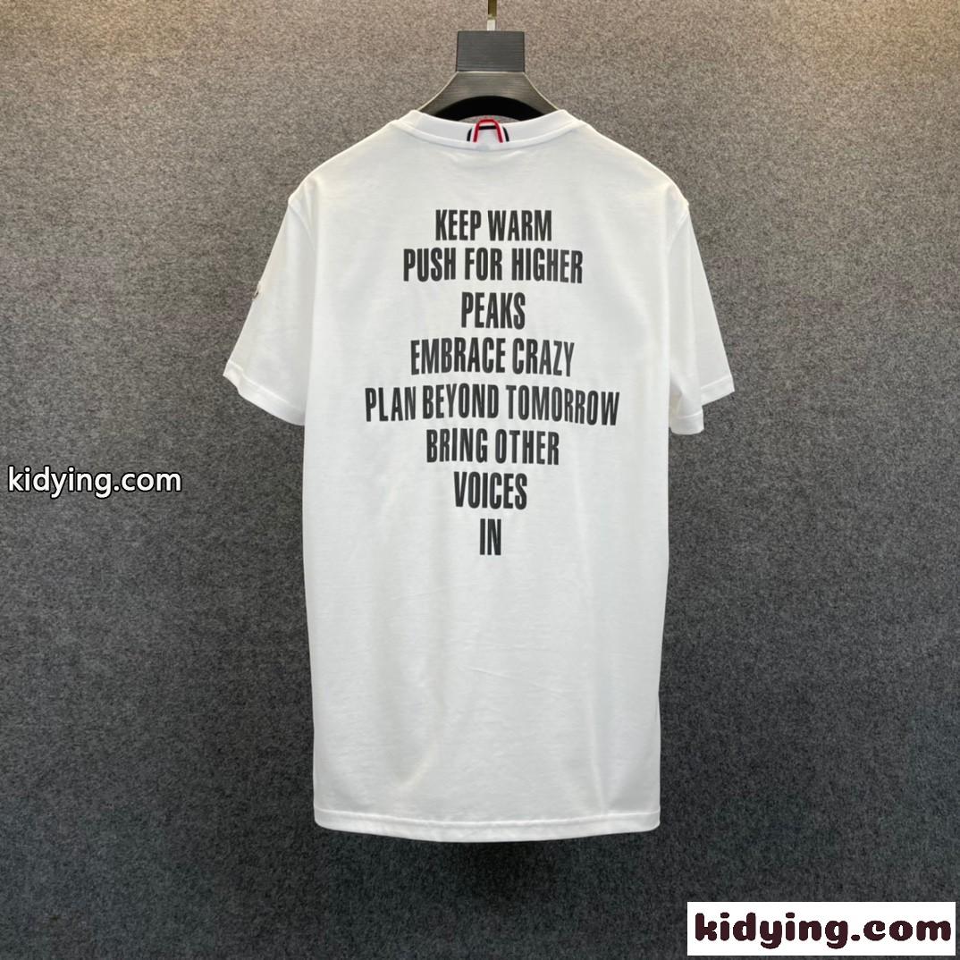 おしゃれ 半袖 人気 着心地いい モンクレール tシャツ コピー クルーネック ロゴ付き シルケット コットン トップス-4