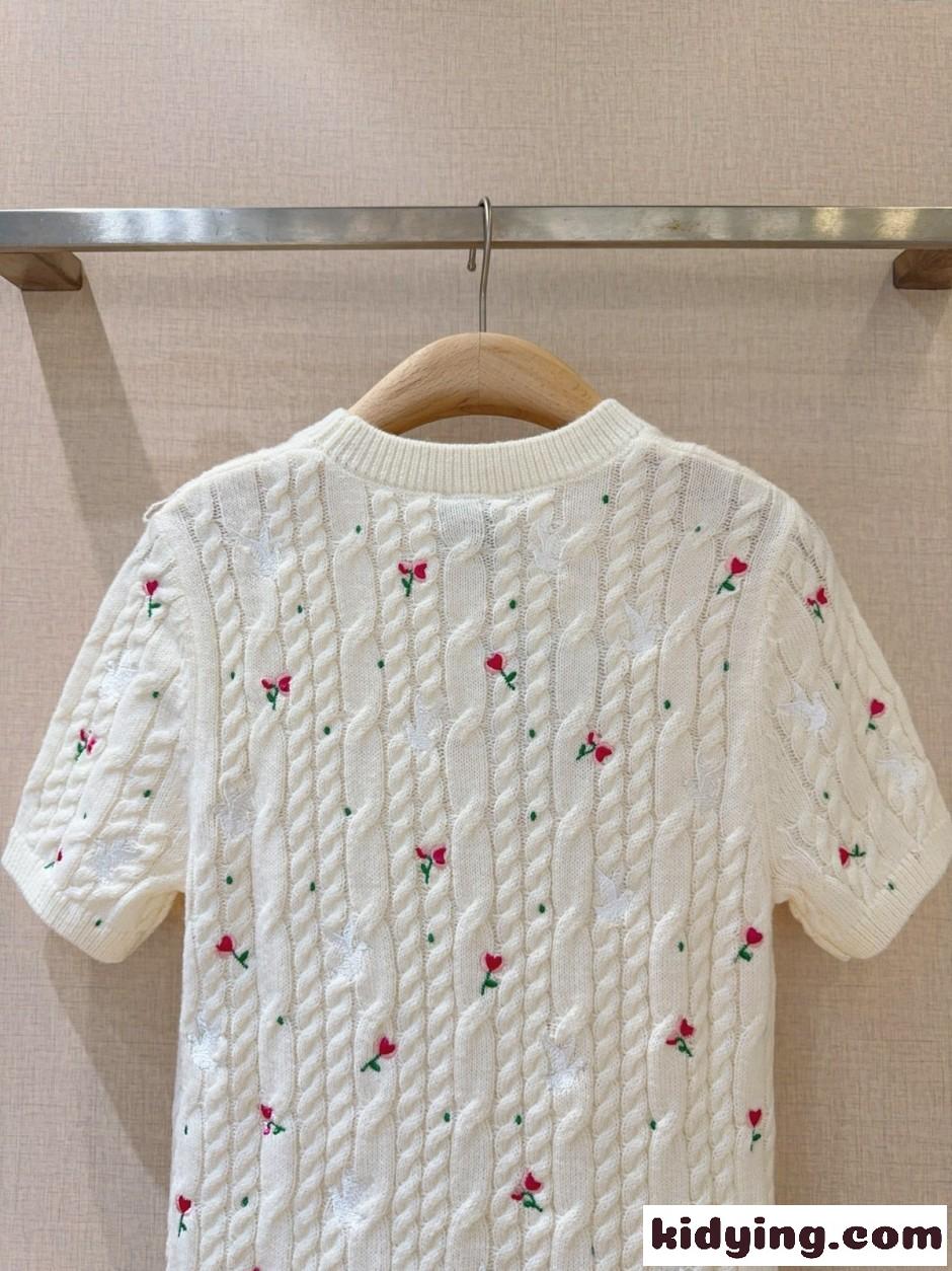 Dioramour エンブロイダリー ショートスリーブ セーター クリスチャン・ディオール コピー-4