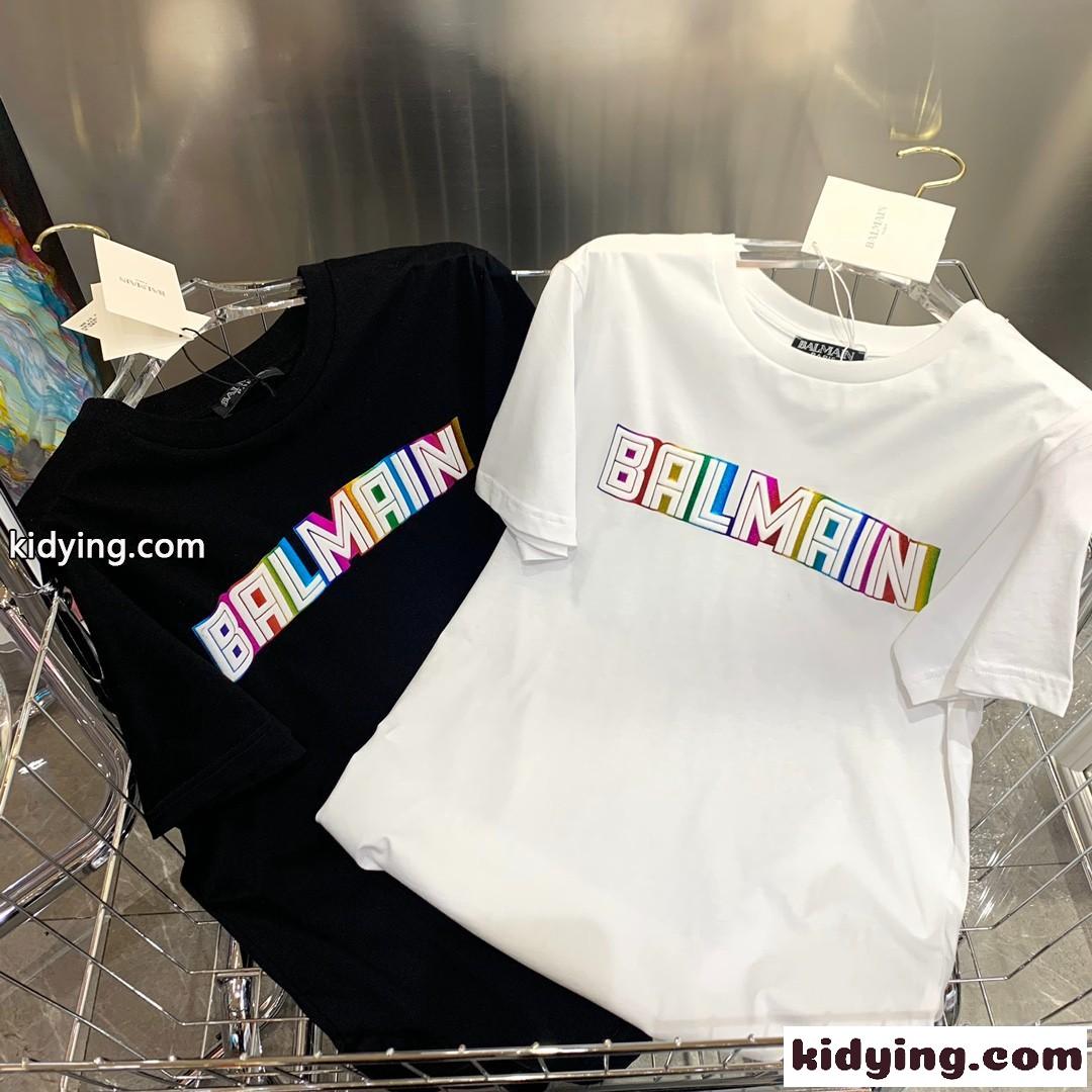 シンプル おしゃれ ロゴ バルマン レディース コピー 半袖 tシャツ カジュアル 合わせやすい ホワイト ブラック-0