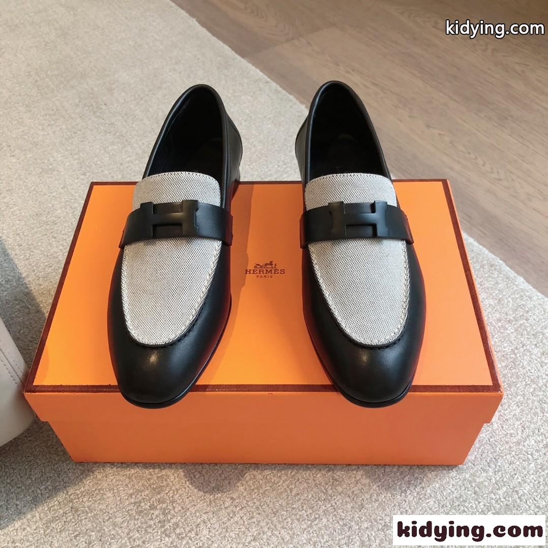 好感度たっぷり♪エルメス HERMES モカシン PARIS トワルH スーパーコピー ブラック-1