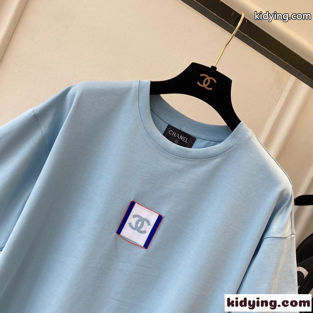 クルーネック コットン 半袖 トップス ゆったり ロゴ シャネル tシャツ コピー おしゃれ カジュアル-1