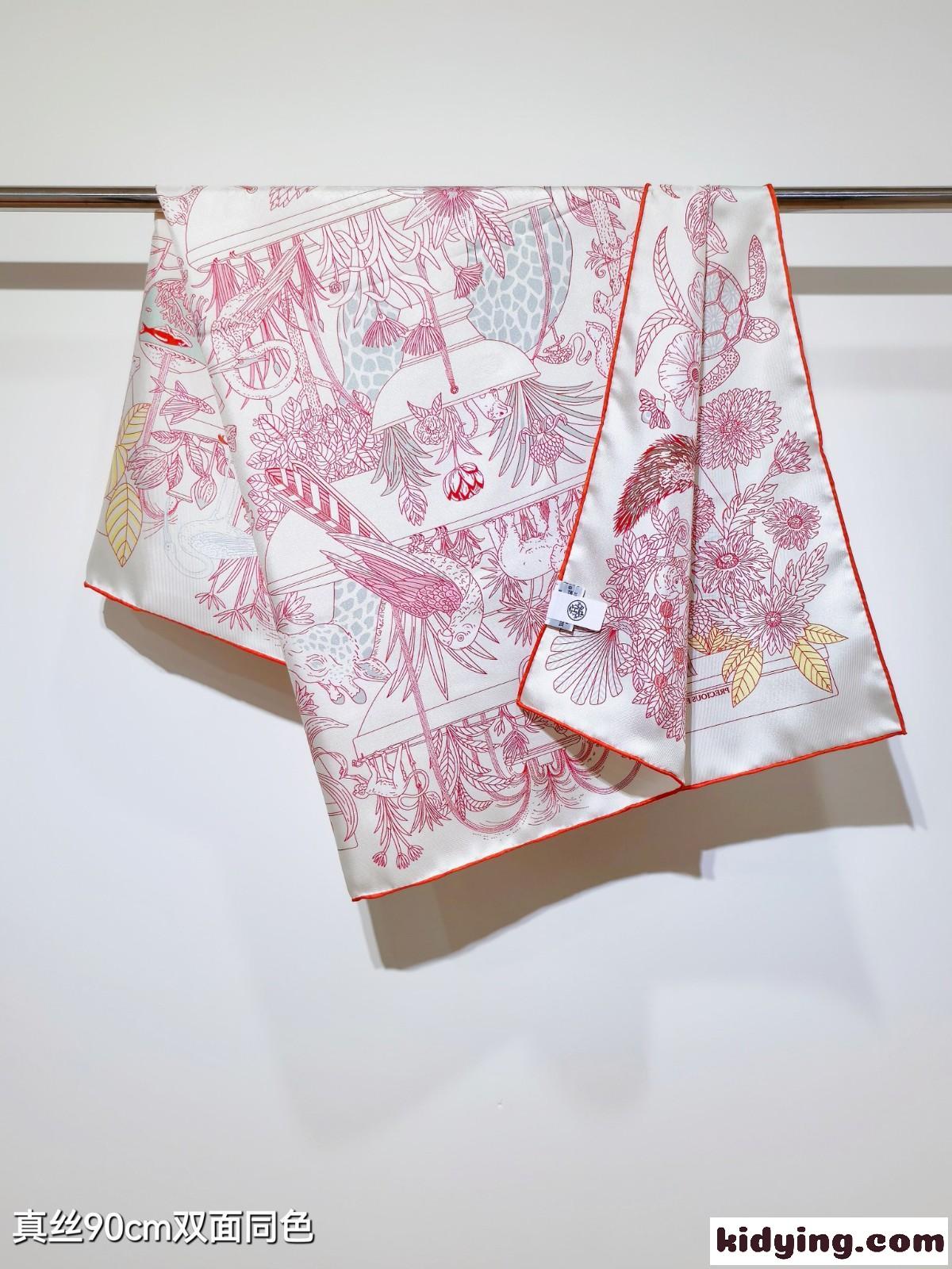 爽やか 人気 エルメス スカーフ コピー 上品 プリント シルクスカーフ 90x90-3