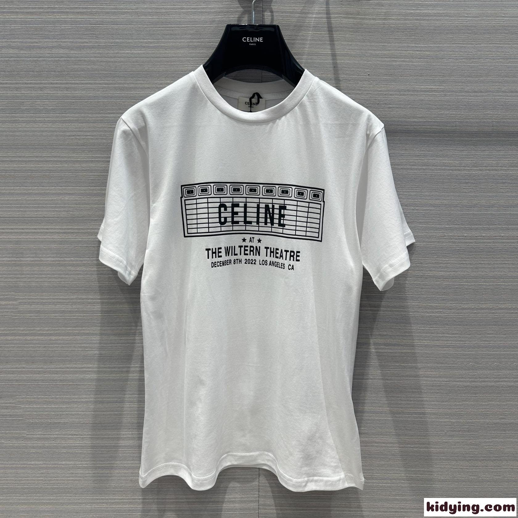 セリーヌ Tシャツ コピー シンプル プリント クルーネック 半袖 コットン ホワイト-2