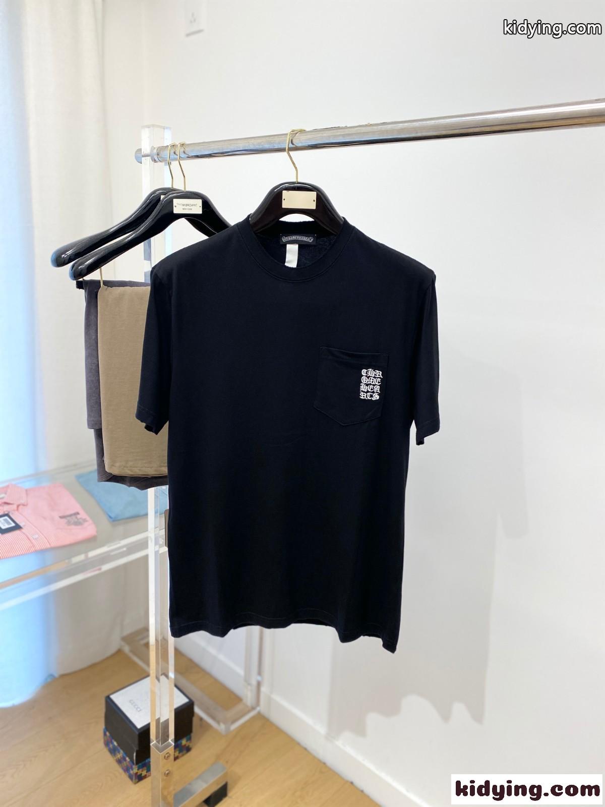 シンプル カジュアル クロムハーツ 半袖Tシャツ コピー 刺繍入り ブラック-0