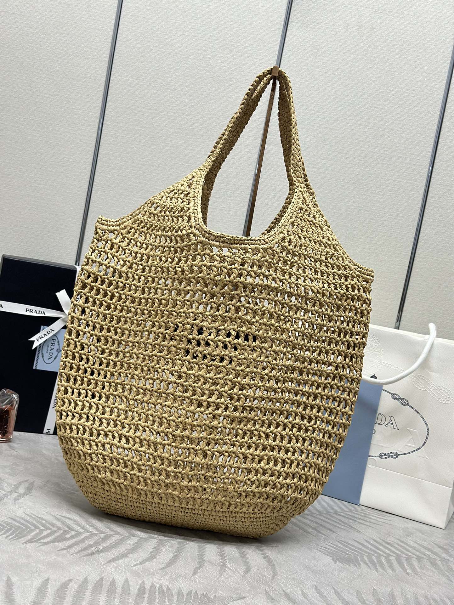 カジュアル エレガント ラフィア トートバッグ プラダ バッグ スーパーコピー 1BG424 ナチュラル-2
