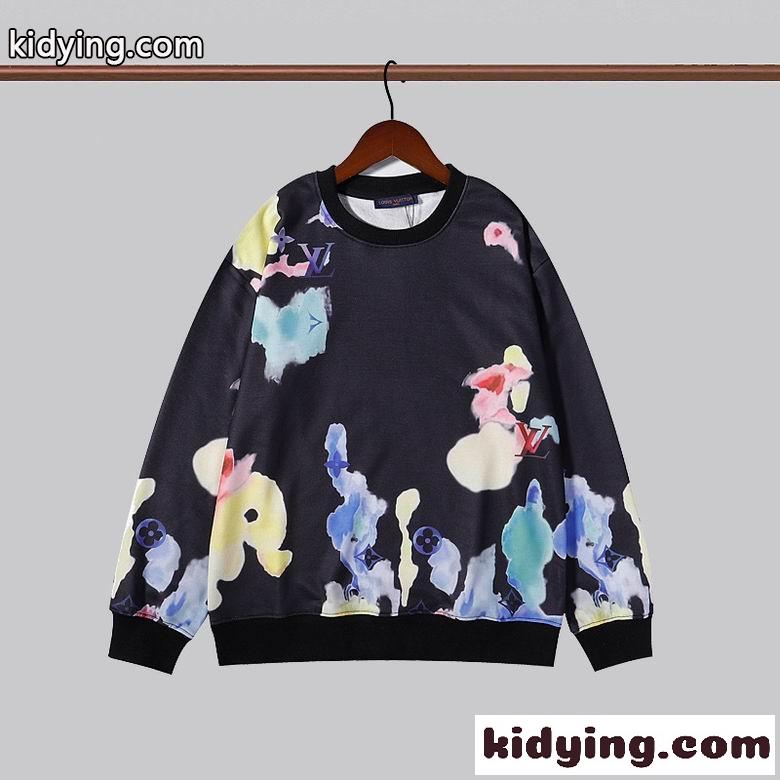 レディース メンズ プリント クールネック プルオーバー ゆったり ルイ・ヴィトン パーカー コピー 長袖Tシャツ-1