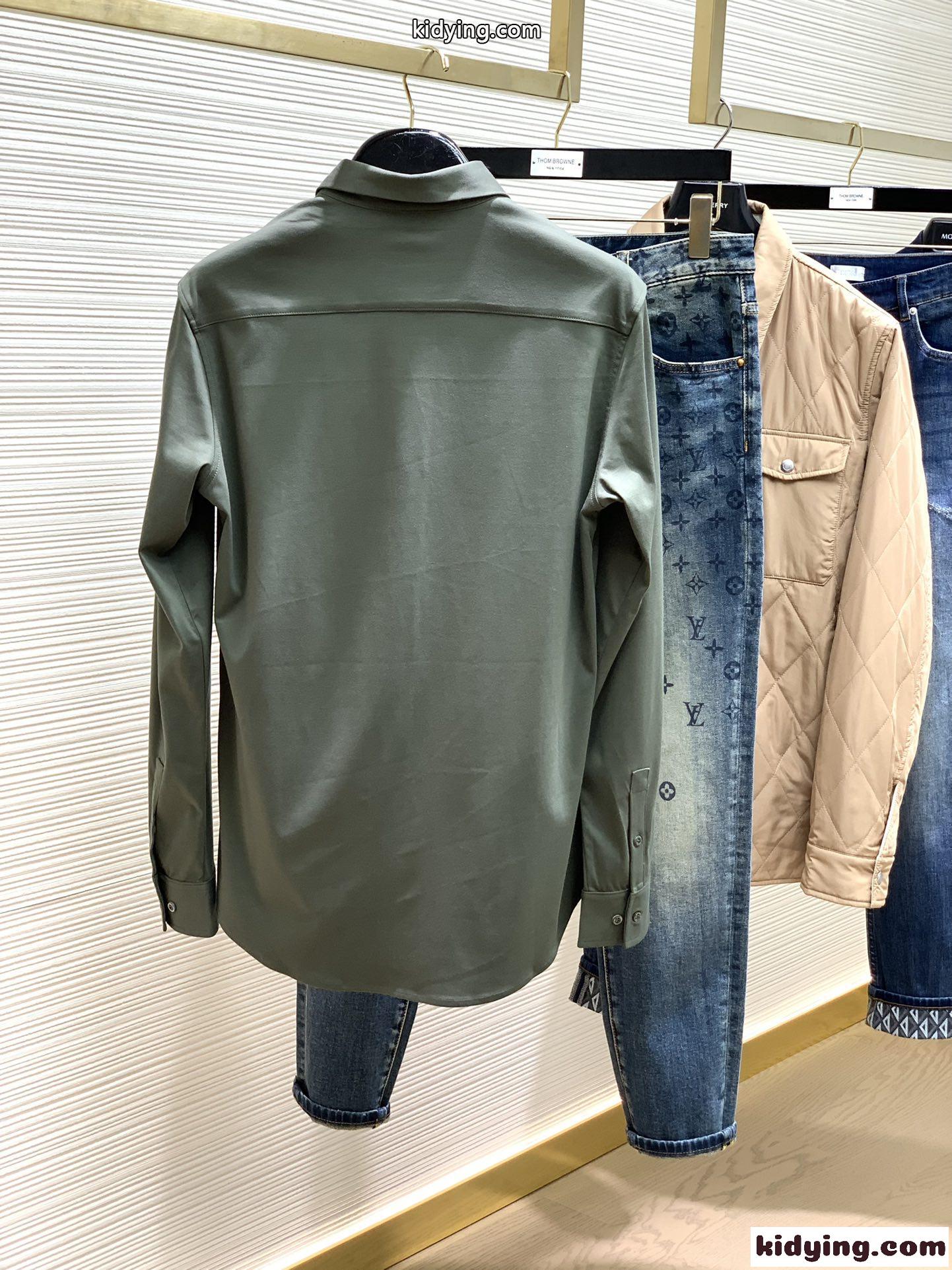 洗練された 上品 アナグラム メンズシャツ ロエベ シャツ コピー グリーン-4