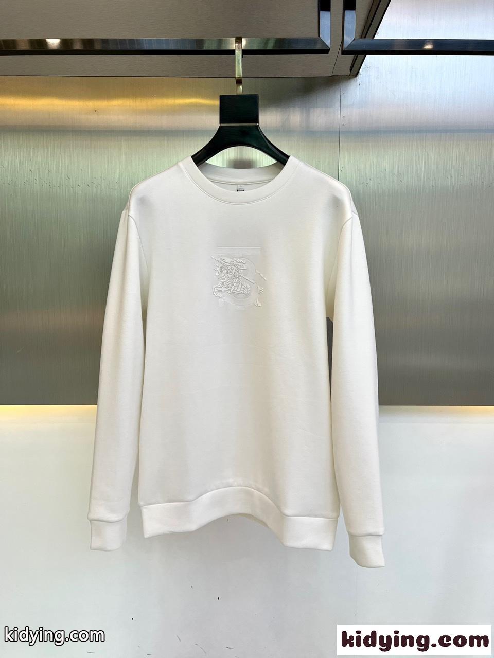 上品 カジュアル クルーネック コットン スウェットシャツ バーバリー Tシャツ コピー ホワイト-1