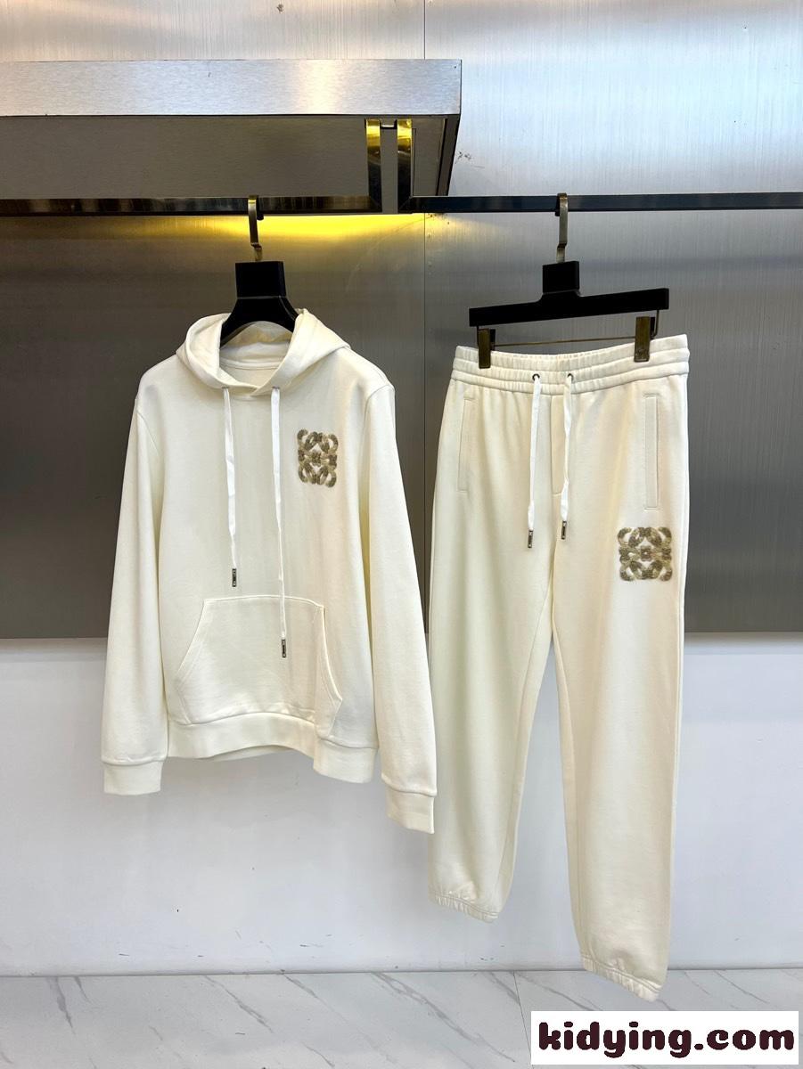 アナグラム フーディー＆スウェットパンツ 上下セット ロエベ セットアップ 偽物 ホワイト-0