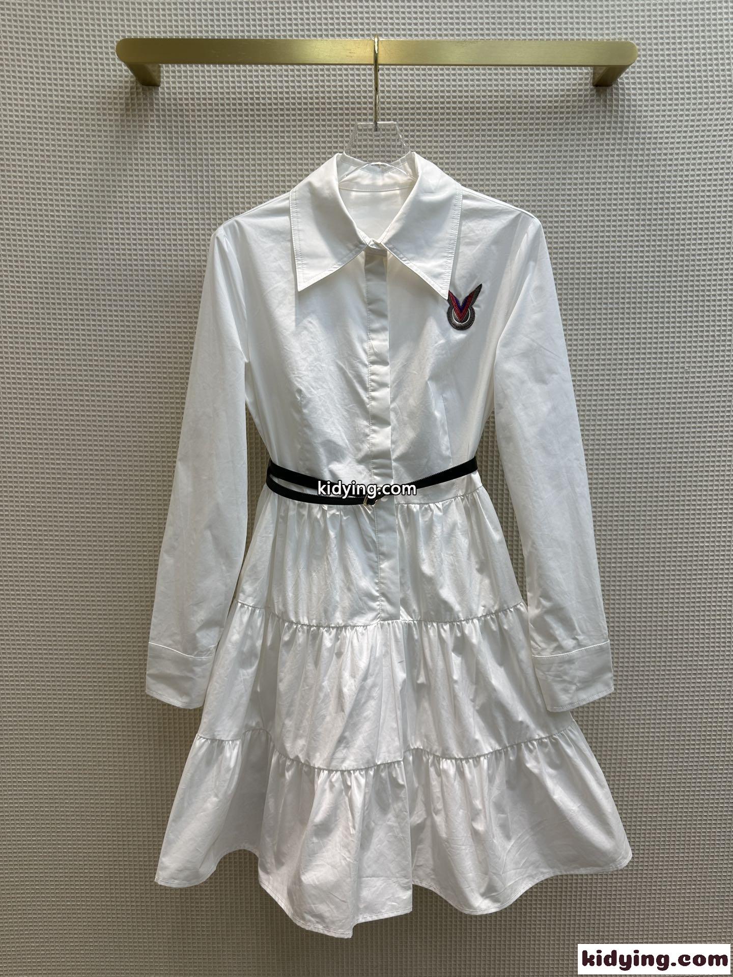 シンプル 可愛い ベルトシャツドレス ルイヴィトン ワンピース コピー 長袖-2