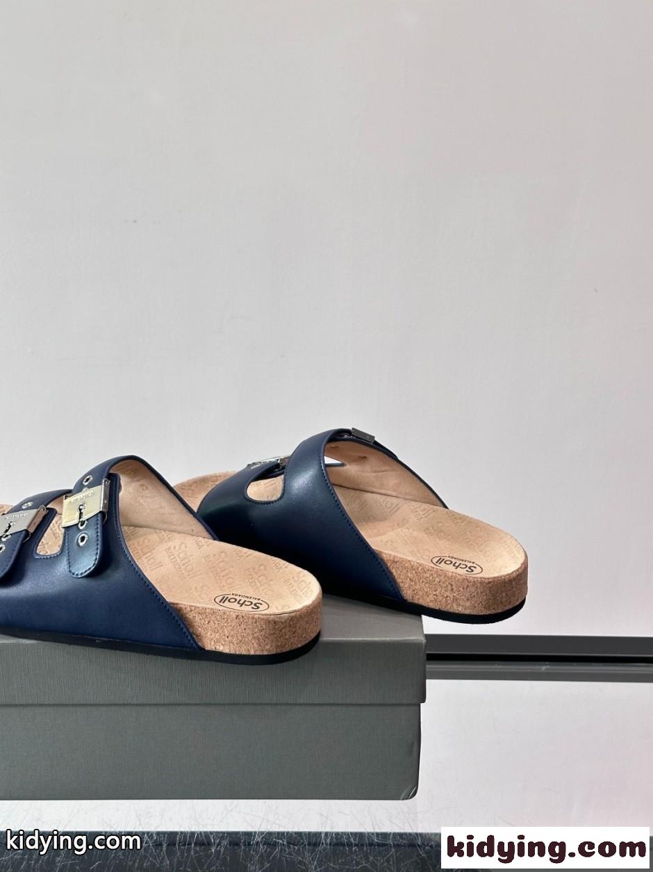 バレンシアガ サンダル コピー BALENCIAGA × Scholl スライドサンダル ブルー-2
