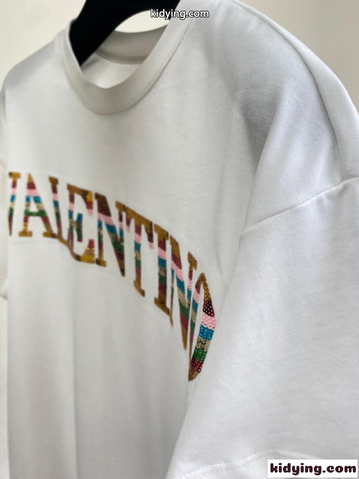 エンブロイダリー コットン 半袖Tシャツ ヴァレンティノ Tシャツ コピー 春夏 クルーネック-3