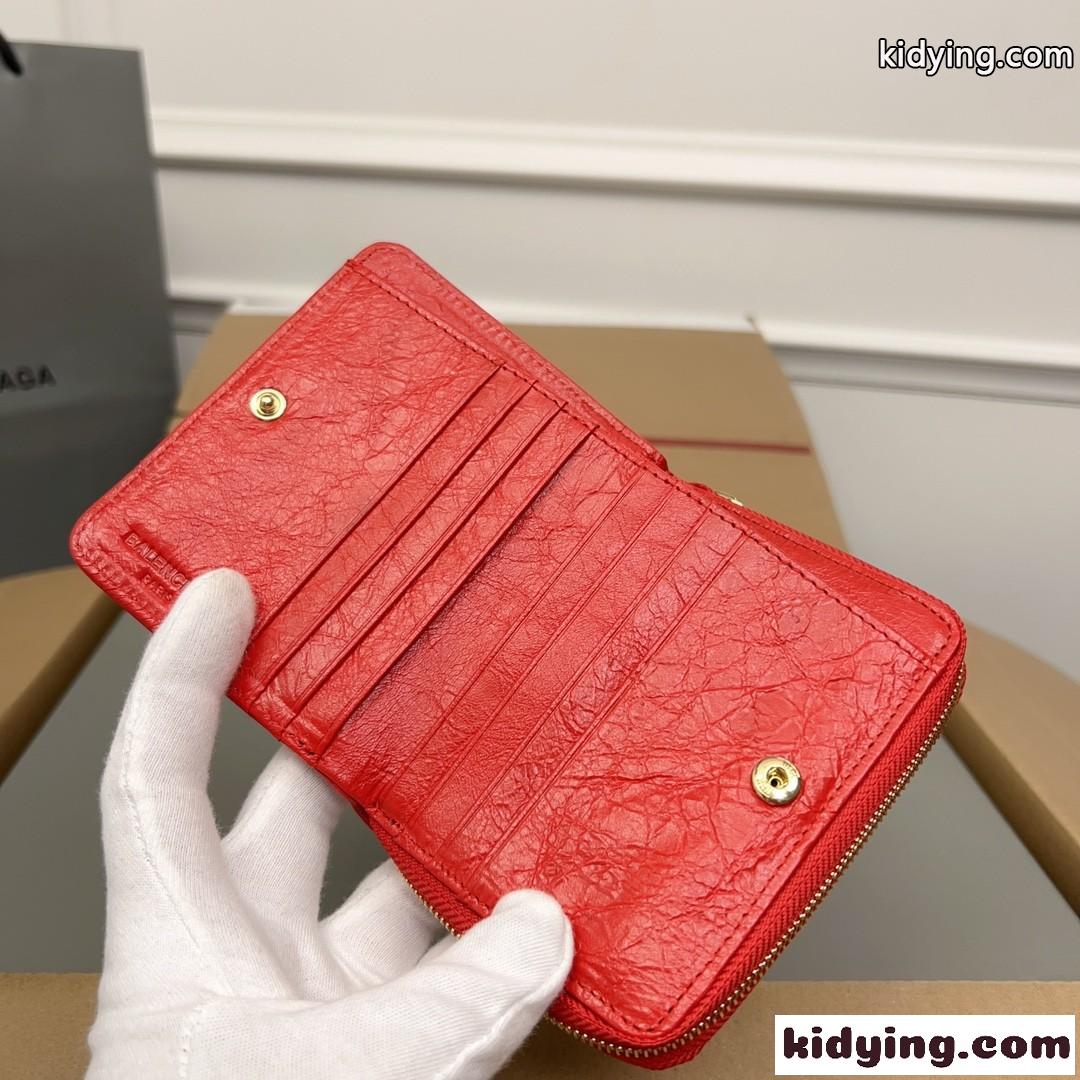 上品 高級感 コンパクトウォレット バレンシアガ 財布 コピー 二つ折り財布 レッド-4