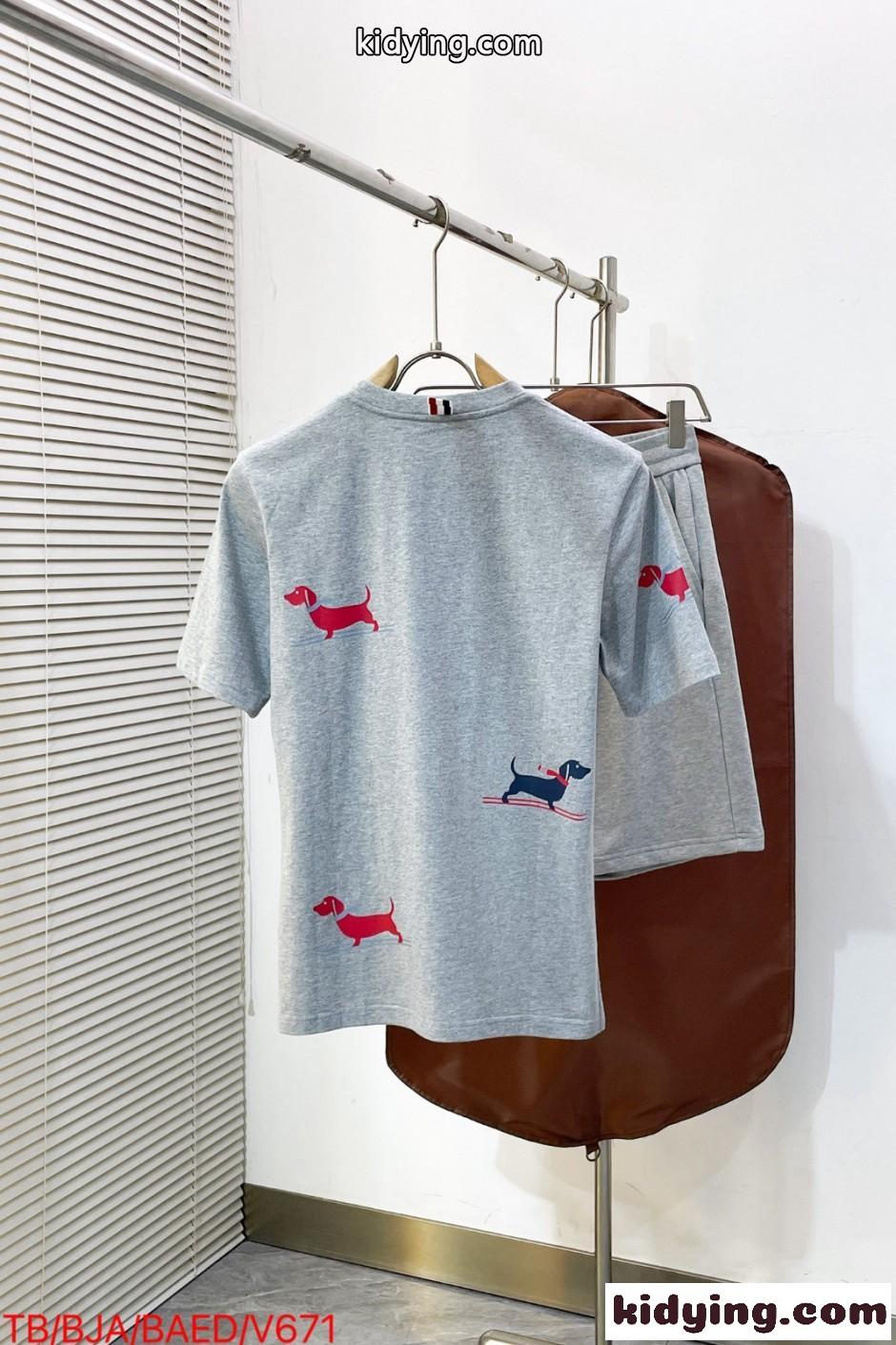 ヘクターモチーフ コットン クルーネックTシャツ トムブラウン Tシャツ コピー グレー-0