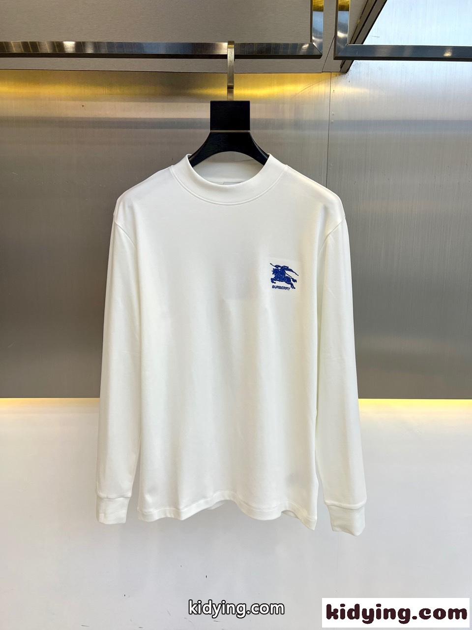 バーバリー Tシャツ 偽物 シンプル 合わせやすい 秋冬 メンズ 長袖Tシャツ ホワイト-0