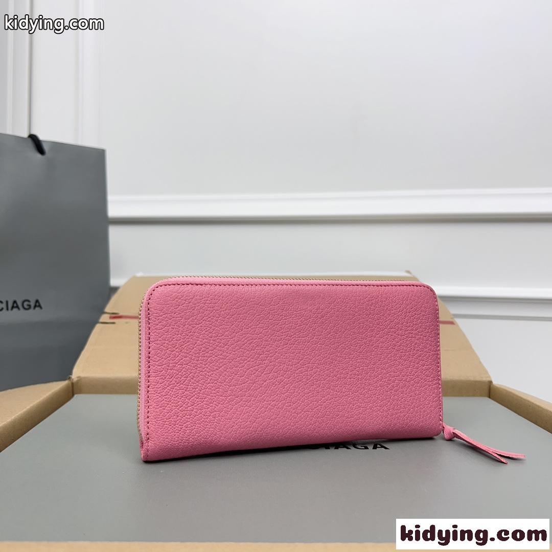 定番 ラウンドファスナー 長財布 バレンシアガ 財布 コピー ピンク-1