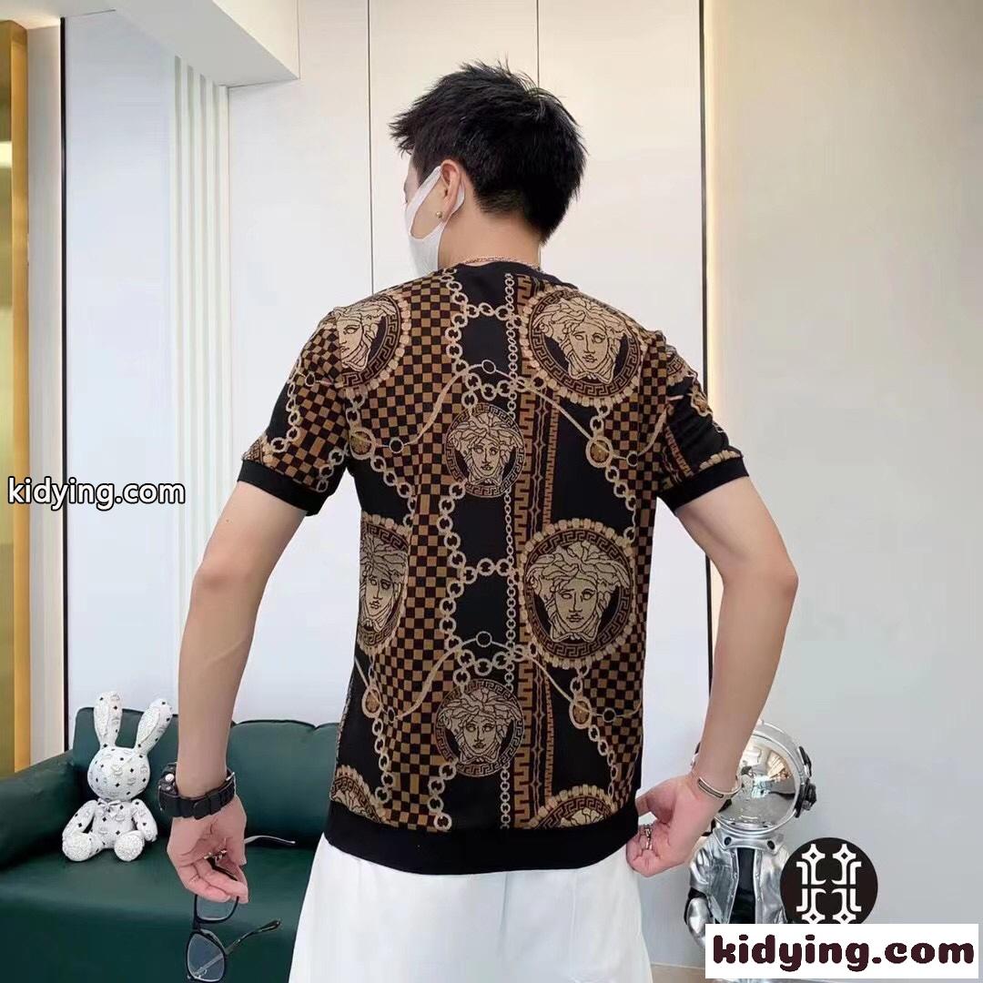目立つ メデューサ メンズ 半袖 カットソー ヴェルサーチ Tシャツ コピー 通気 快適-3