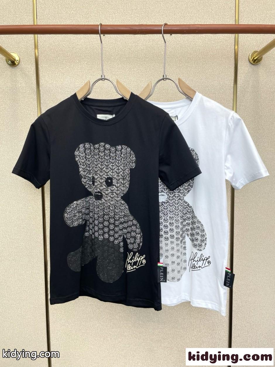 注目される ベアモチーフ 半袖Tシャツ フィリッププレイン Tシャツ 偽物 クルーネック-1