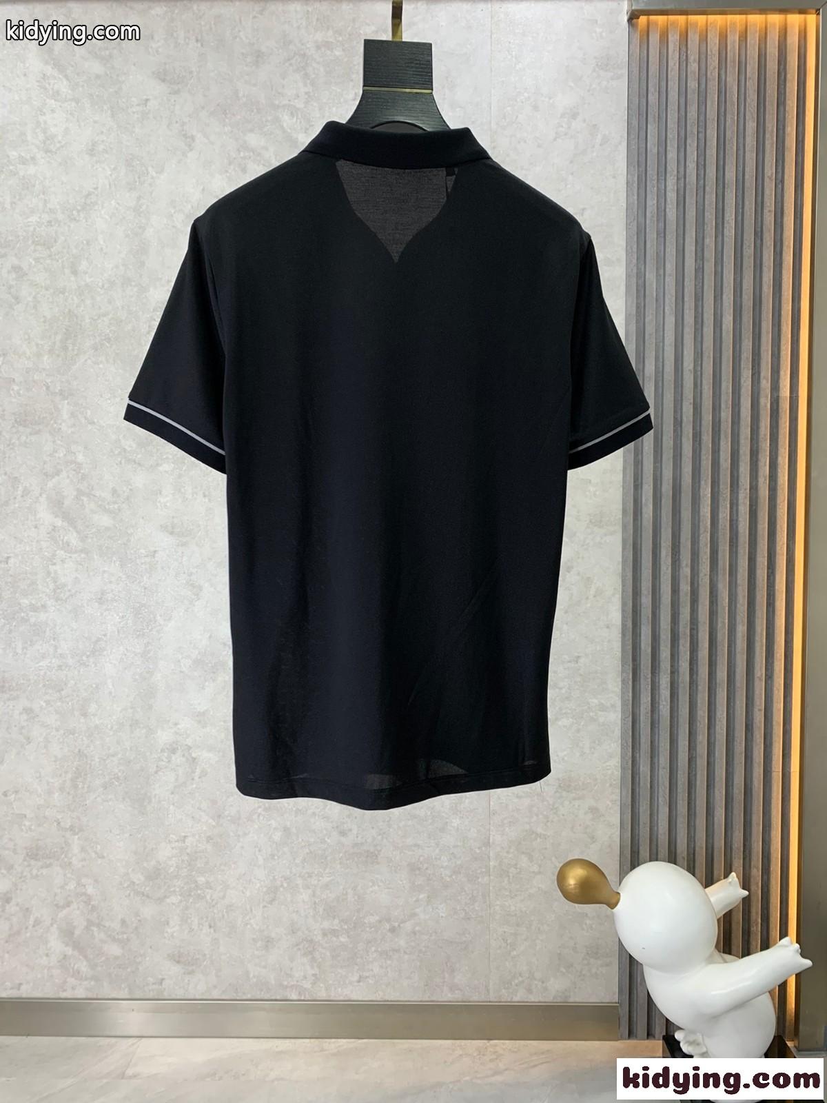 カジュアル おしゃれ ハーフジップ ポロシャツ サルヴァトーレ・フェラガモ Tシャツ コピー ブラック-1