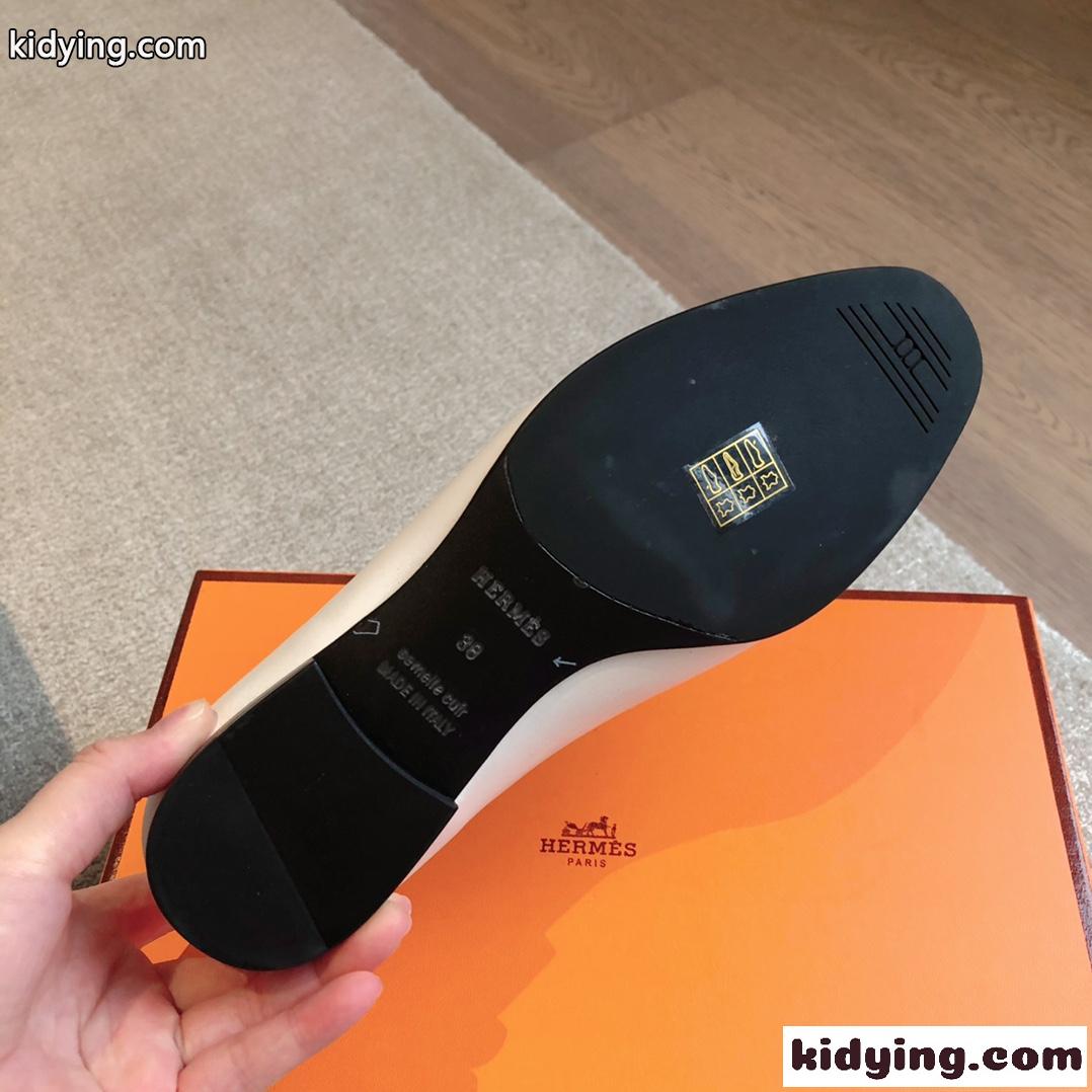 好感度たっぷり♪エルメス HERMES モカシン PARIS トワルH スーパーコピー ホワイト-4