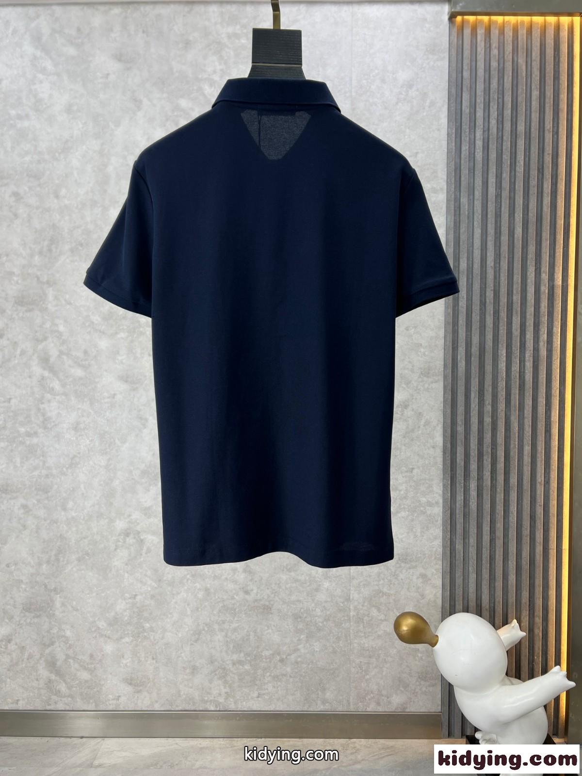 トムブラウン 半袖Tシャツ コピー カジュアル コットンピケ ポロシャツ ネイビー-1