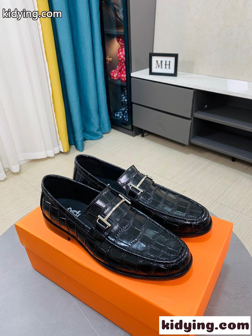 カジュアル おしゃれ メンズ 洗練された 上品 エルメス ローファー コピー ビジネスジューズ 革靴-2