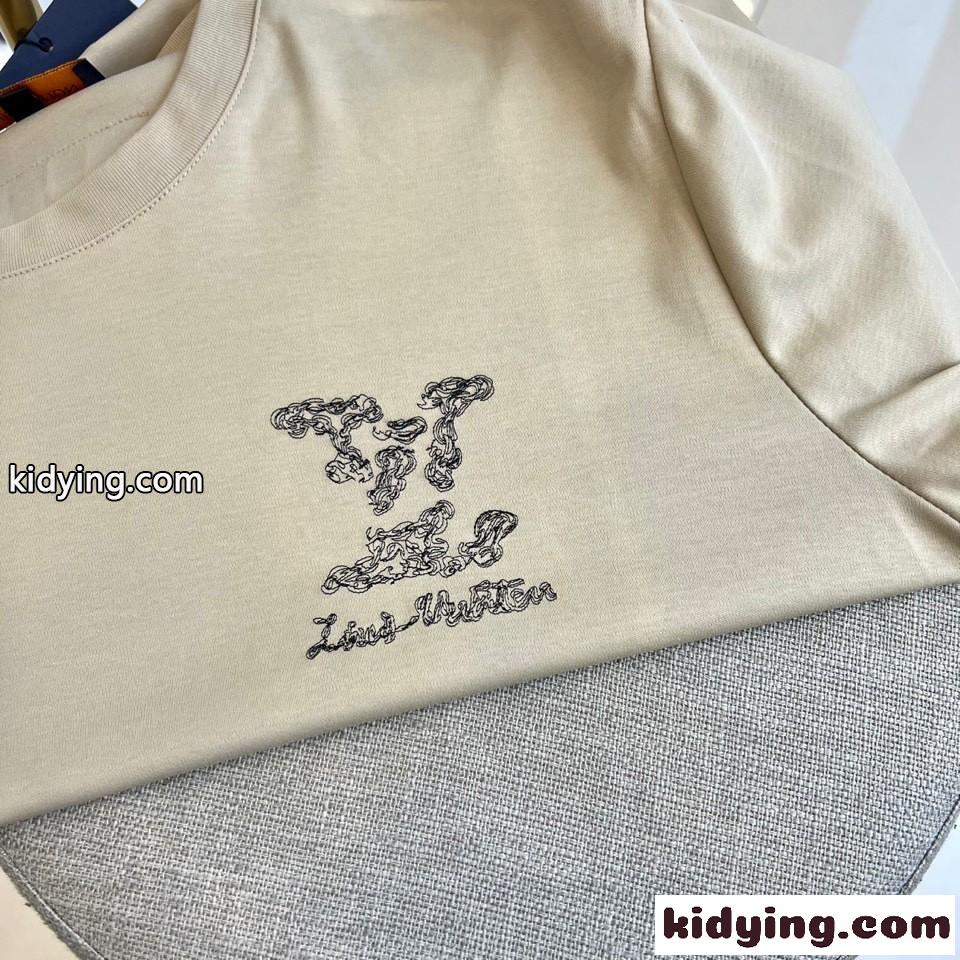 ルイ・ヴィトン Tシャツ 偽物 シンプル 合わせやすい クルーネック カーキ-2
