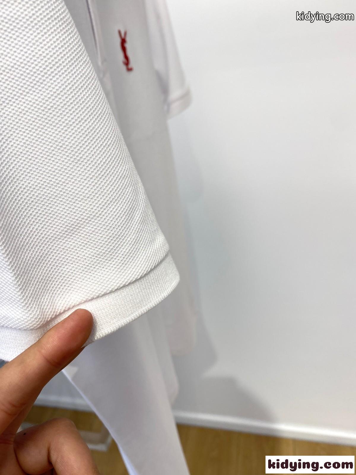 シンプル 合わせやすい コットン イヴ・サンローラン Tシャツ コピー 半袖 ポロシャツ ホワイト-3