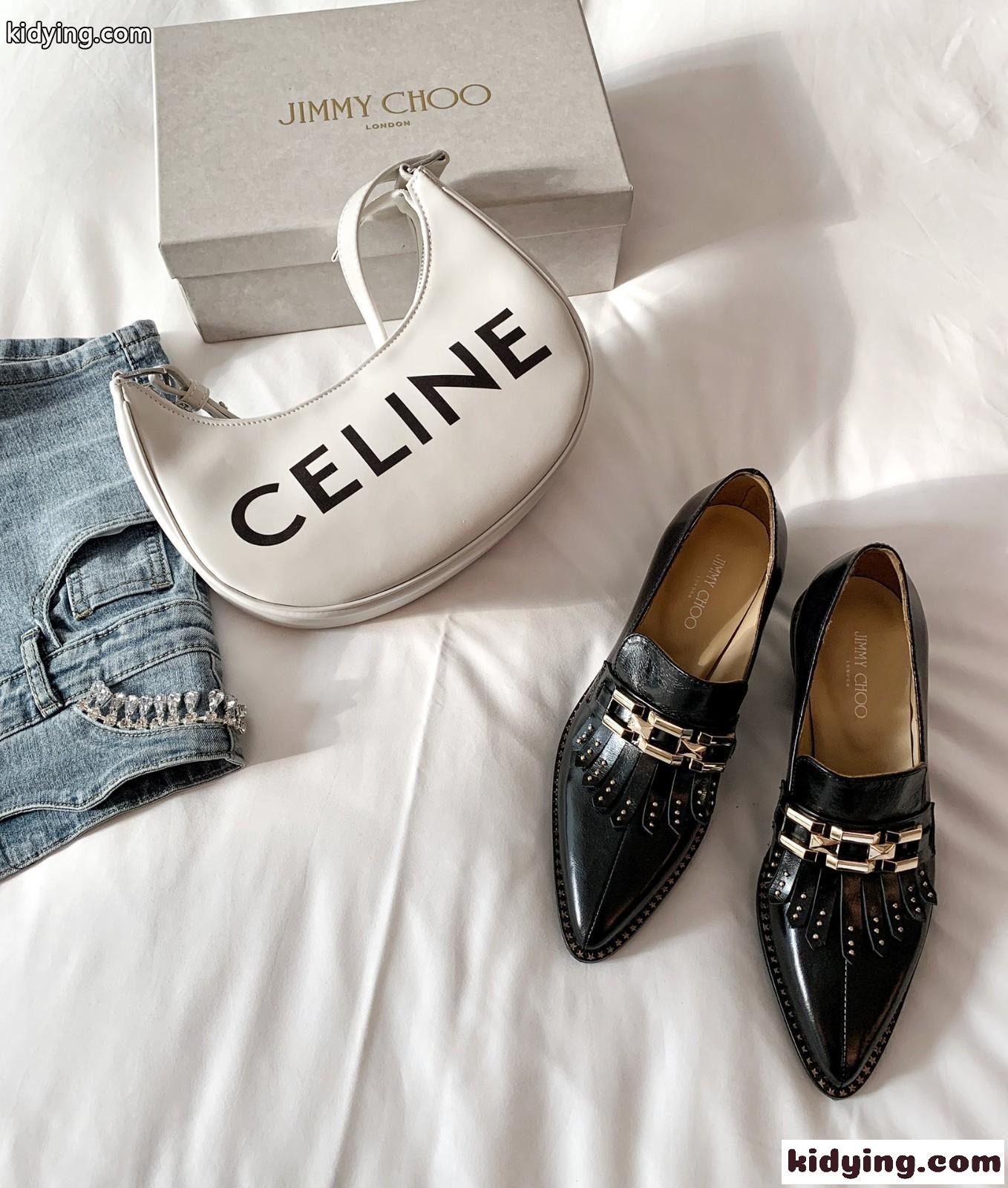 Jimmy choo 2021春夏の新型フリンジ金属ボタンの小さい革靴が盛大に登場 ジムシューズ レディース  コピー-1