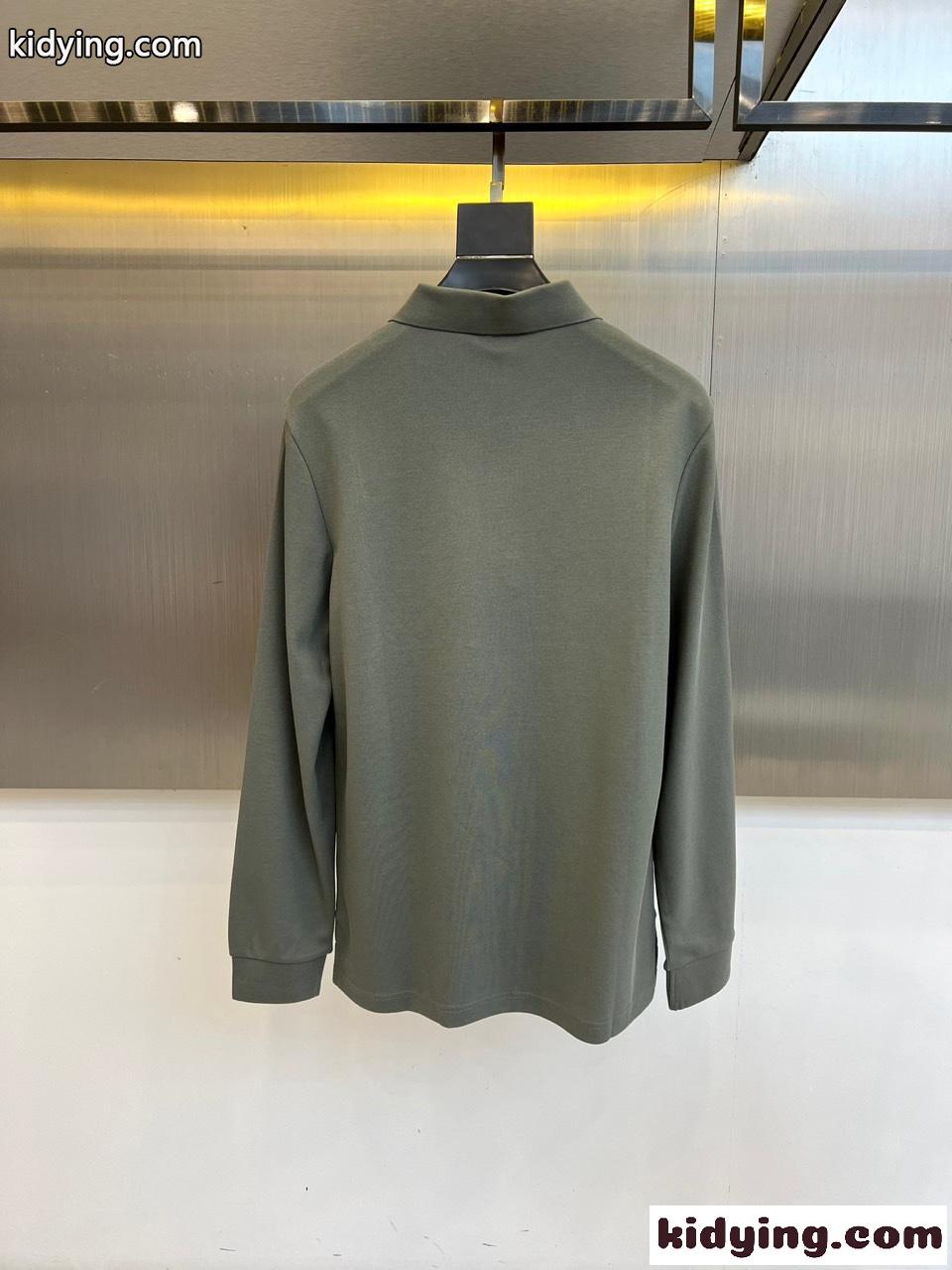 バーバリー Tシャツ 偽物 シンプル 合わせやすい ロゴ入り長袖 ポロシャツ-4