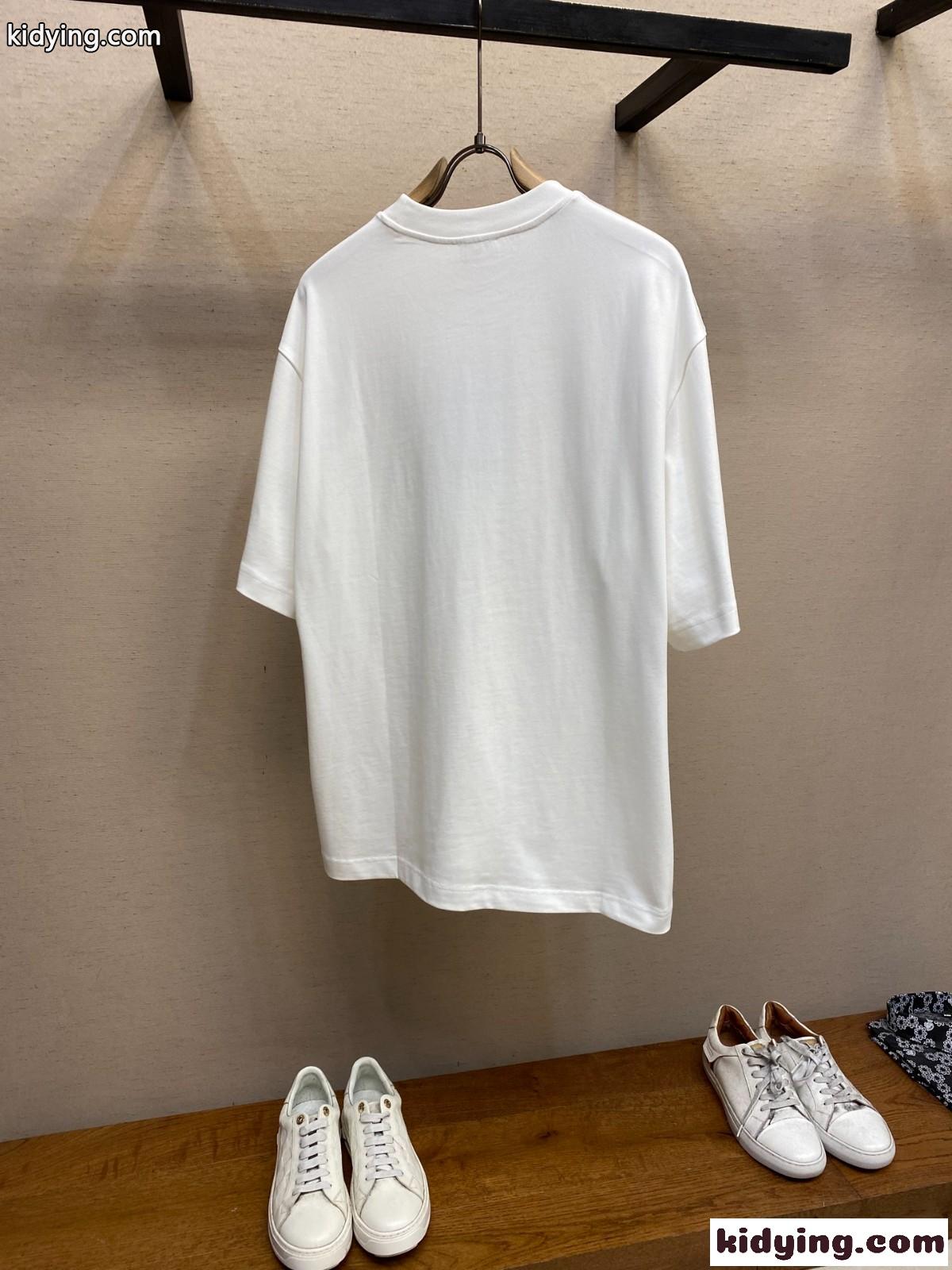 カジュアル ロゴプリント 半袖Tシャツ セリーヌ Tシャツ コピー コットン ホワイト-1