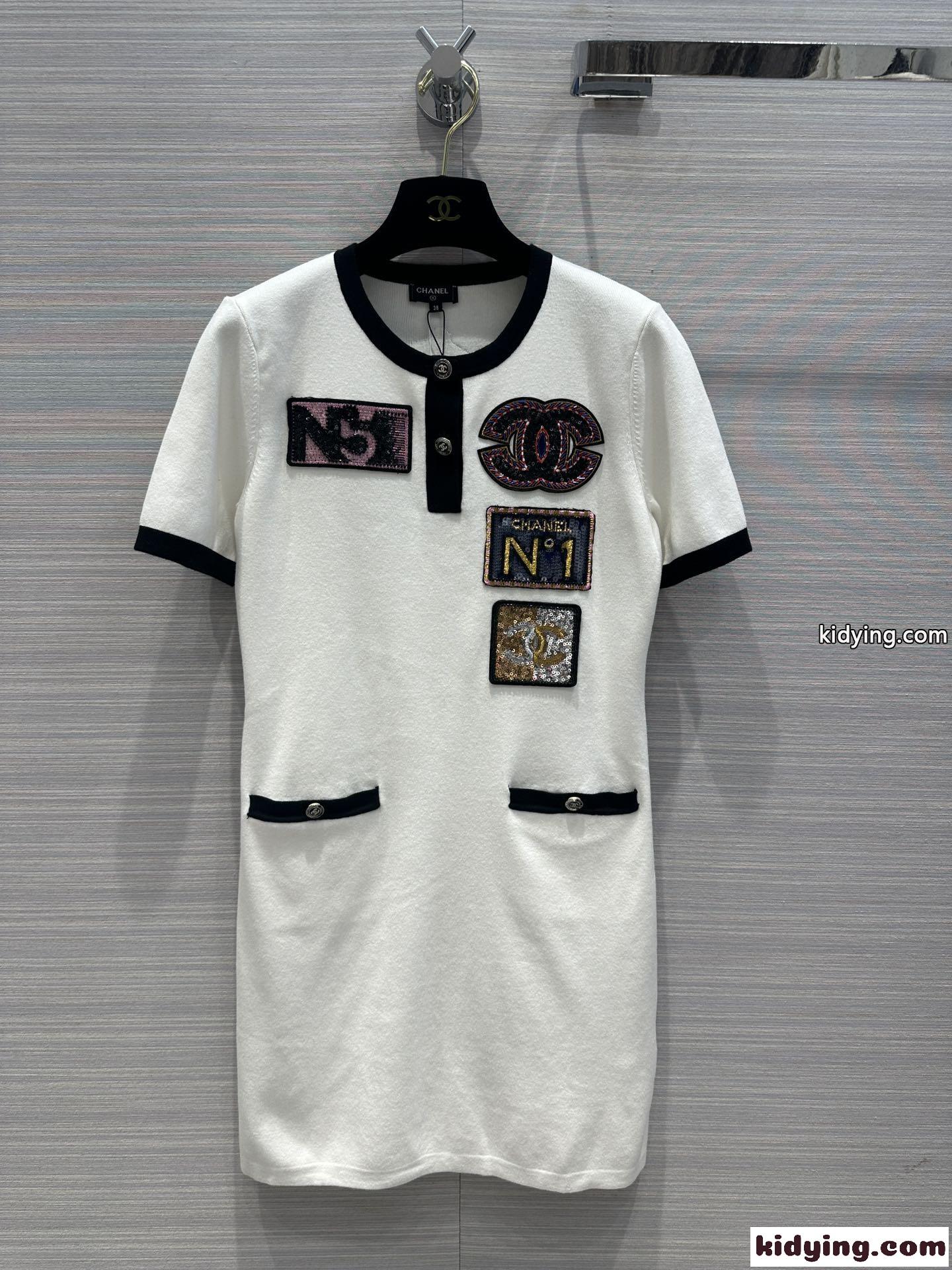 23C 可愛い おしゃれ クルーネック シャネル ワンピース コピー 半袖ドレス-1