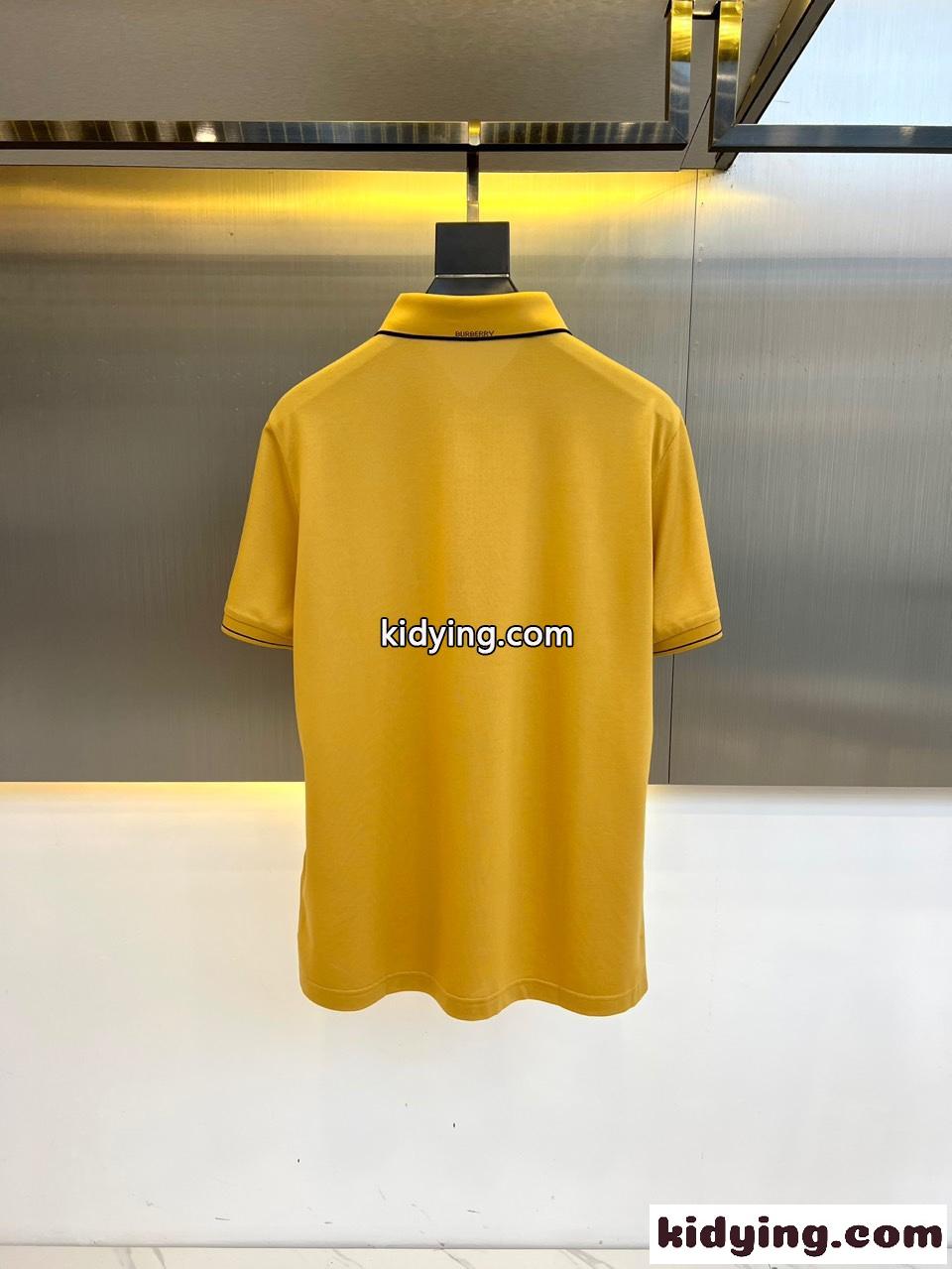 カジュアル コットンピケ 半袖 ポロシャツ バーバリー Tシャツ コピー イエロー-3