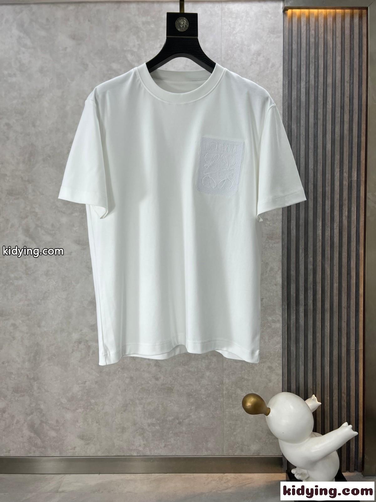 人気 カジュアル ロエベ Tシャツ コピー ロゴ入り 半袖Tシャツ ホワイト-1