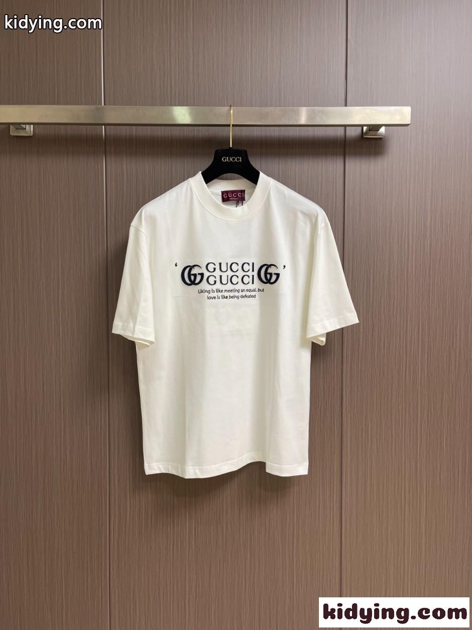 カジュアル ロゴ入り 半袖Tシャツ グッチ Tシャツ 偽物 クルーネック ホワイト-0