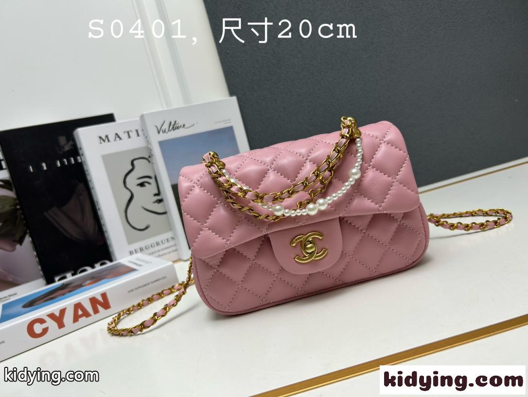人気 可愛い 24P パール ミニ フラップバッグ シャネル バッグ コピー ピンク-0