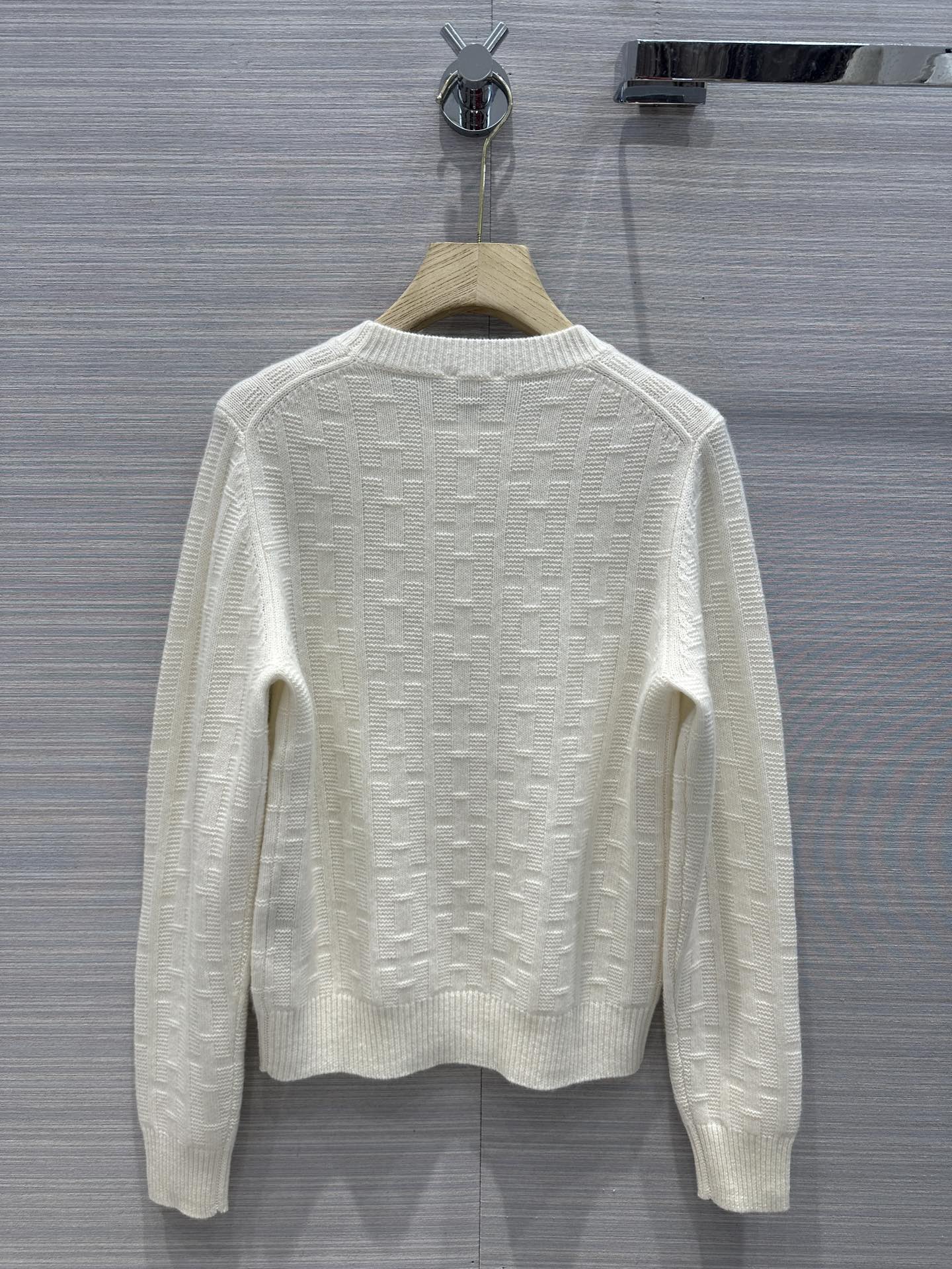 シンプル クルーネック カシミヤ ニット エルメス セーター コピー ホワイト-4