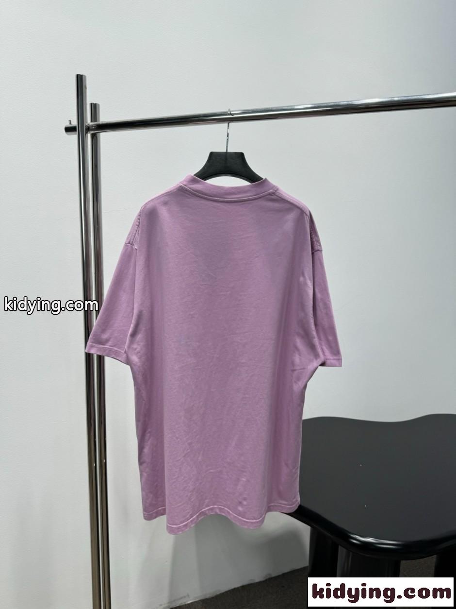 オーバーサイズTシャツ プリント バレンシアガ Tシャツ 偽物 ピンク-1