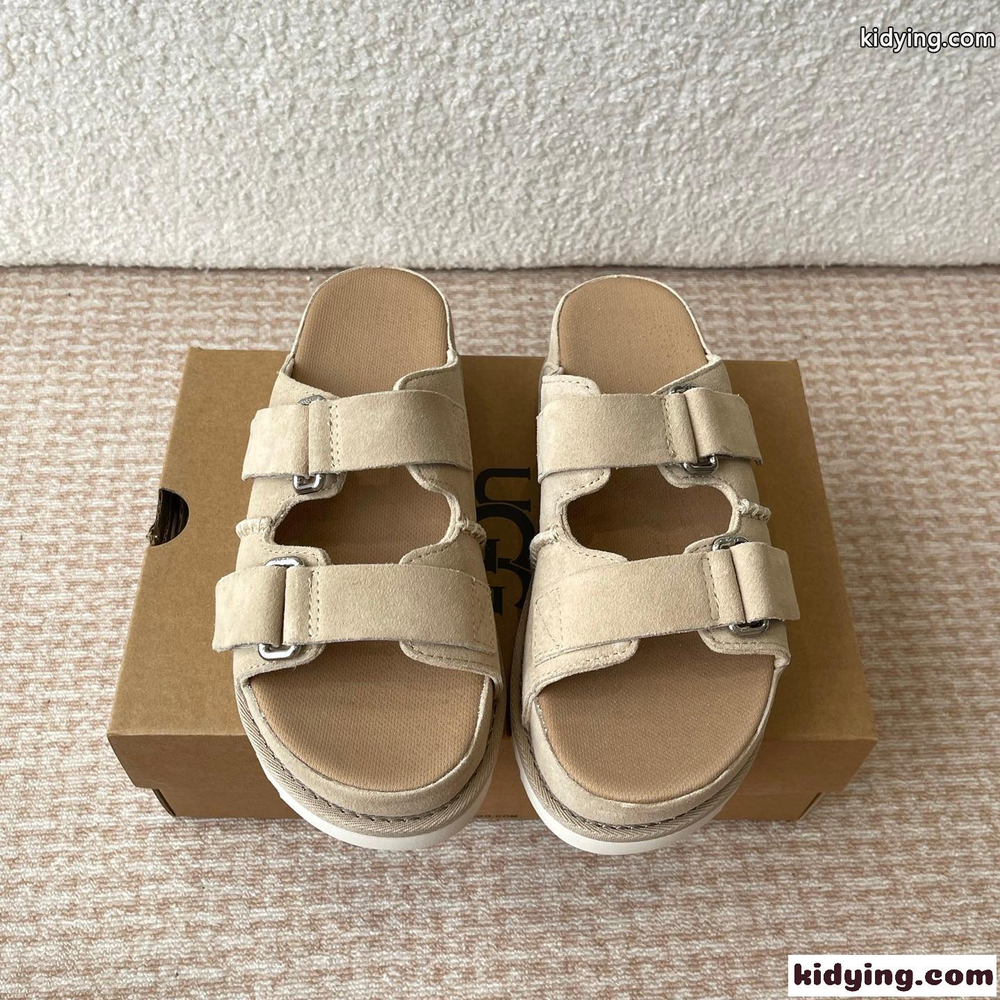カジュアル スエード 厚底 レディースシューズ アグ サンダル コピー ベージュ-0