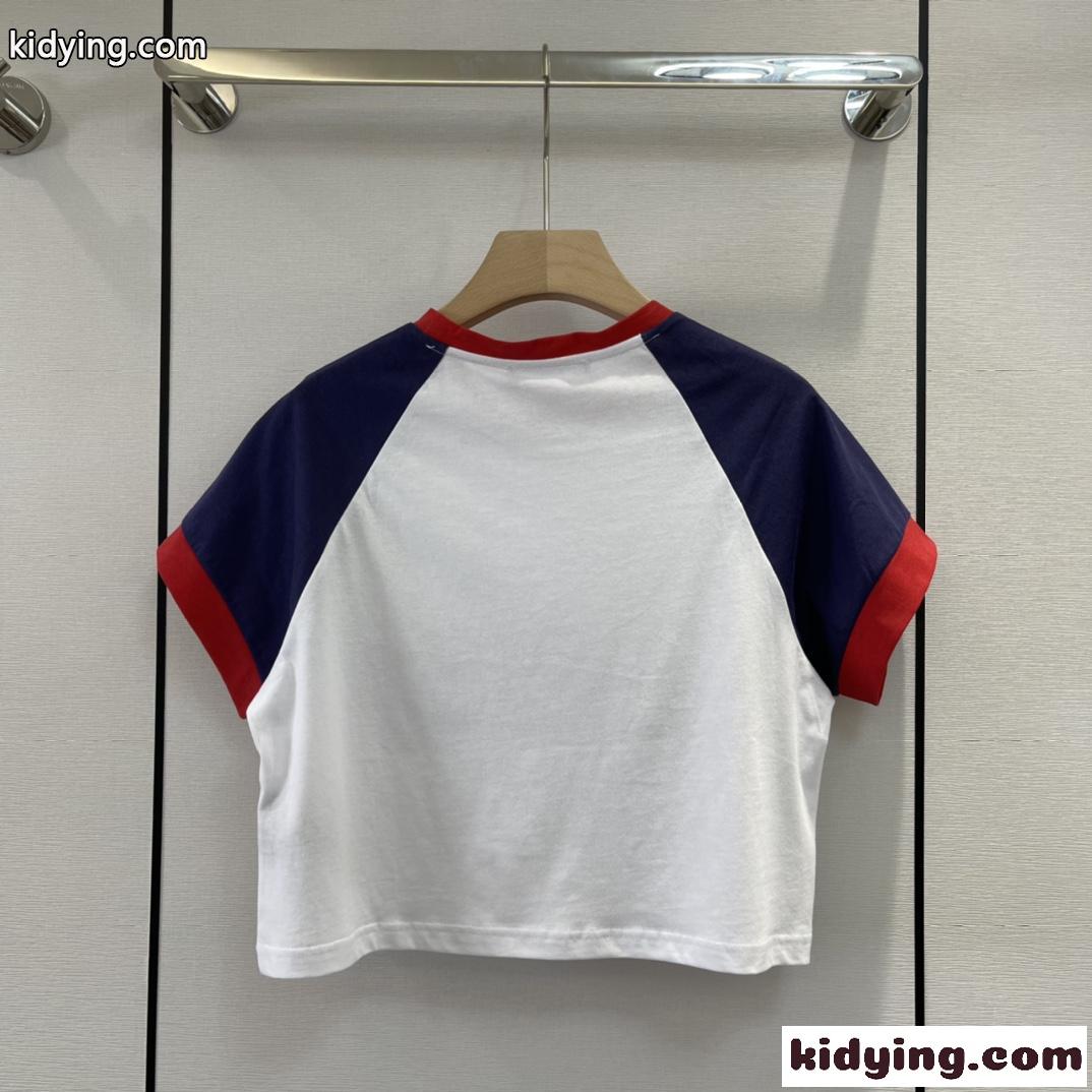 おしゃれ カジュアル ロゴ プリント ラウンドネック バルマン Tシャツ コピー 半袖 クロップ-3