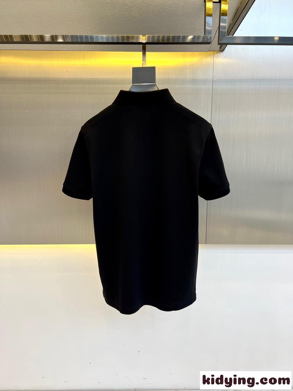 カジュアル コットンピケ 半袖ポロシャツ モンクレール Tシャツ スーパーコピー ブラック-1